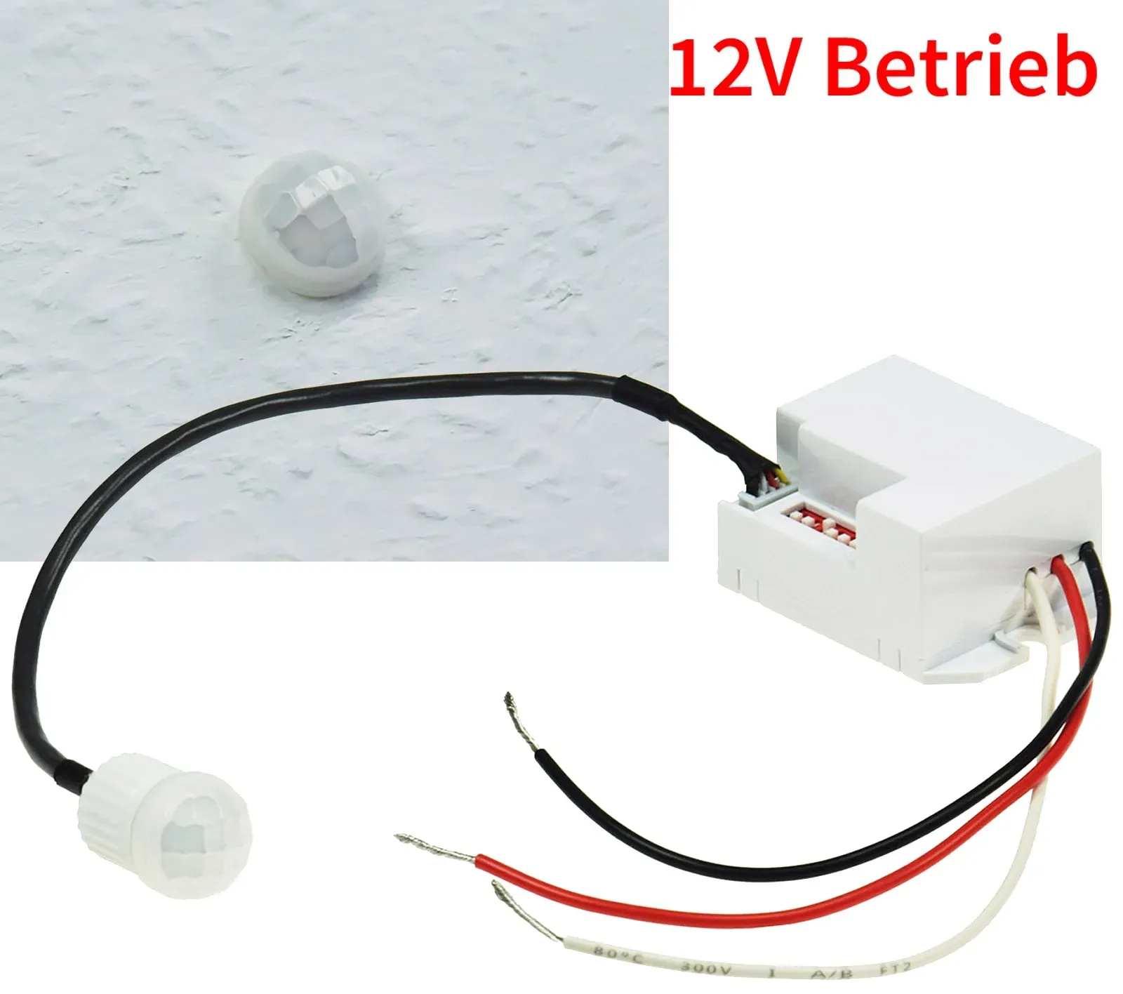 Einbau-Bewegungsmelder „CT-PIR Mini 12V“ 12V DC, 1-60W, LED geeignet, weiß Einbau-Bewegungsmelder „CT-PIR Mini 12V“ 12V DC, 1-60W, LED geeignet, weiß
