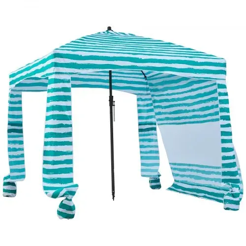VEVOR Strand-Cabana 183 x 183 cm Strandüberdachung mit Seitenwand, UPF 50+ Sonnenschutz, Strandpavillon mit Sandsäcken, tragbarer Sonnenschutz Sonnenschirm für Familie, grüne Streifen – Bild 10