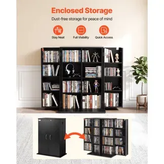 VEVOR DVD-Schrank mit 16 Fächern, Medienaufbewahrungsschrank Standschrank 610 x 368 x 846 mm, Platzsparendes CD-Schrank für CDs DVDs Bücher Spiele-Discs, Wohnzimmer Homeoffice Aufnahmestudio, Schwarz VEVOR DVD-Schrank mit 16 Fächern, Medienaufbewahrungsschrank Standschrank 610 x 368 x 846 mm, Platzsparendes CD-Schrank für CDs DVDs Bücher Spiele-Discs, Wohnzimmer Homeoffice Aufnahmestudio, Schwarz