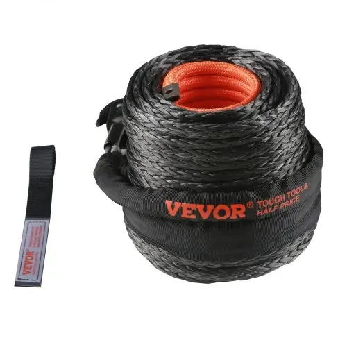 VEVOR synthetisches Windenseil, 12,7 mm x 28,04 m, 14,51 t synthetisches Windenleinen-Kabelseil mit Schutzhülle + geschmiedetem Windenhaken + Zugband, universell passend für SUV, großes Geländefahr – Bild 9