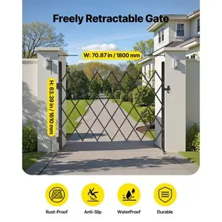 VEVOR Sicherheitstor (Einzel) abschließbares klappbares Scherentor mit 360°-Lenkrollen, einziehbare Stahltore Outdoor, für Eingangssicherheit Garage Lager, Falttor 180 x 161 cm (B x H) Schwarz VEVOR Sicherheitstor (Einzel) abschließbares klappbares Scherentor mit 360°-Lenkrollen, einziehbare Stahltore Outdoor, für Eingangssicherheit Garage Lager, Falttor 180 x 161 cm (B x H) Schwarz