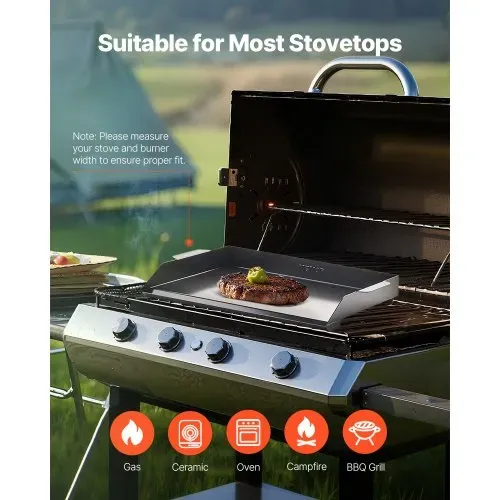 VEVOR Grillplatte Grillpfanne Karbonstahl universelle rechteckige Platte (502 x 370 mm) mit flacher Oberseite, Gasgrill-Grillplatte für BBQ-Grill Teppanyaki, tragbares Familienkochgeschirr mit Griff – Bild 5