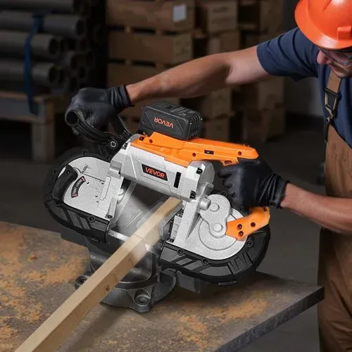 VEVOR 20 V Akku Bandsäge, 127x115mm Schnitttiefe, Metallbandsäge mit bürstenlosem Motor, 4000-mAh-Akku und Ladegerät, 0–120 m/min variable Drehzahl, zum Schneiden von Metall, Holz – Bild 7