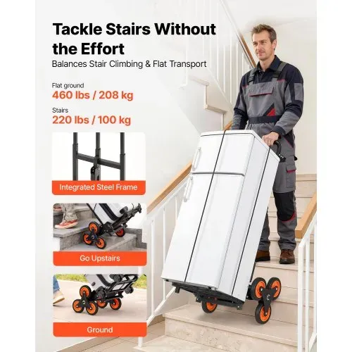 VEVOR Treppensackkarre klappbar, Sackkarre 100 kg Tragkraft, Treppensteiger mit Teleskopgriff, 6 Rädern & 2 Spanngurten, Transportkarre, Treppenkarre, Stapelkarre für Haushalt, Einkauf & Lager VEVOR Treppensackkarre klappbar, Sackkarre 100 kg Tragkraft, Treppensteiger mit Teleskopgriff, 6 Rädern & 2 Spanngurten, Transportkarre, Treppenkarre, Stapelkarre für Haushalt, Einkauf & Lager