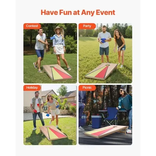 VEVOR Cornhole Spiel Set (1255 x 600 x 302 mm) Cornhole-Spielbretter, tragbares Wurfbrett aus Massivholz, Cornhole-Spiel für Erwachsene, inkl. 8 Sitzsäcken & Griff, für Garten Hinterhof Camping – Bild 5