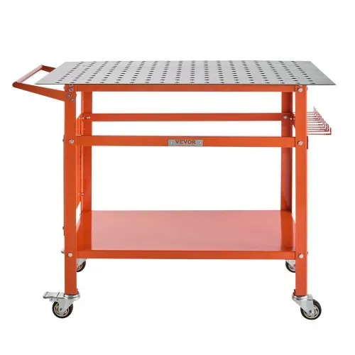 VEVOR Schweißtisch, 1016x609,6x914,4mm Schweißwerkbank mit 362kg statischer Tragkraft, Montagetisch mit 4 Rädern (2 mit Bremse), doppellagiger Ablagefläche und 5/8-Zoll-Befestigungslöchern – Bild 8