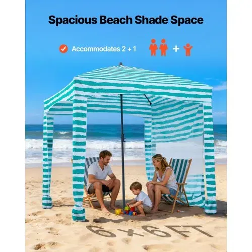 VEVOR Strand-Cabana 183 x 183 cm Strandüberdachung mit Seitenwand, UPF 50+ Sonnenschutz, Strandpavillon mit Sandsäcken, tragbarer Sonnenschutz Sonnenschirm für Familie, grüne Streifen VEVOR Strand-Cabana 183 x 183 cm Strandüberdachung mit Seitenwand, UPF 50+ Sonnenschutz, Strandpavillon mit Sandsäcken, tragbarer Sonnenschutz Sonnenschirm für Familie, grüne Streifen