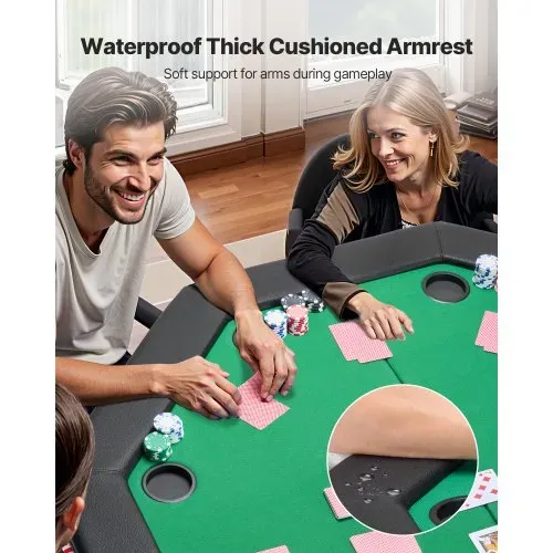 VEVOR klappbarer Pokertisch für 8 Spieler (126 cm) Kasino-Freizeittisch mit gepolsterten Schienen & Getränkehaltern, achteckige tragbare Spieltische mit Filz- und Metallbeinen, Texas Hold’em Poker – Bild 3