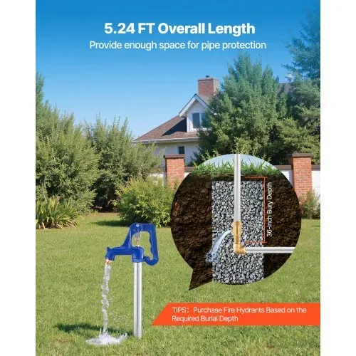 VEVOR Frostsicherer Hofhydrant, 1595 mm, Außenwasserhahn mit 91,4 cm Eingrabetiefe, G 3/4 Zoll Rohranschluss & Schlauchkupplung, bleifreier Hydrant für die Bewässerung von Garten & Bauernhof – Bild 5