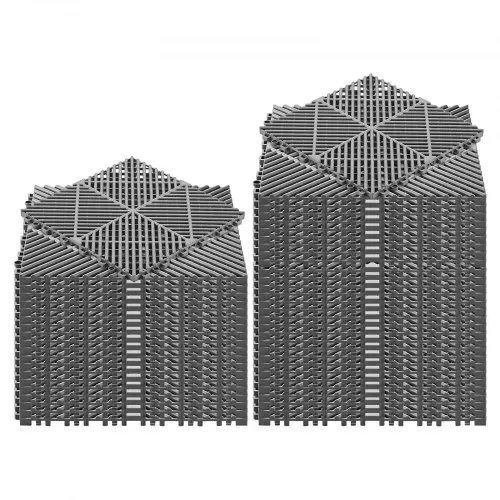 VEVOR Ineinandergreifende Drainagematten Set (50-tlg.) 31 x 31 cm, Garagenbodenfliesen Rutschfeste Klickfliesen aus PP, Modularer Garagenboden für Bad Küche Pool Außenbereich, Selbstentwässernd, Grau – Bild 8