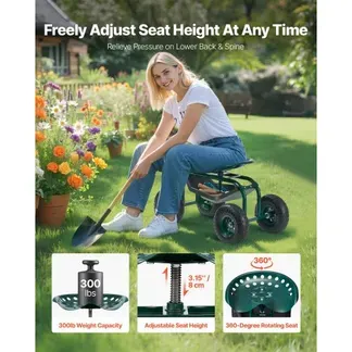 VEVOR Gartenrollsitz 800x487x460/540 mm, Fahrbarer Gartensitz mit Werkzeugablage, Tragkraft 136 kg, Gartenhocker für den Außenbereich, Roller zum Bepflanzen und Jäten von Rasenflächen VEVOR Gartenrollsitz 800x487x460/540 mm, Fahrbarer Gartensitz mit Werkzeugablage, Tragkraft 136 kg, Gartenhocker für den Außenbereich, Roller zum Bepflanzen und Jäten von Rasenflächen