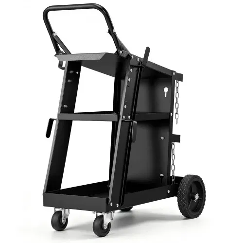 VEVOR Schweißwagen 3 Ablageflächen Schweißmobil Max. 168-181kg Wagen für Schweßgeräte mit 2 Gasflaschenhalterung Ideal für Handschweißen Schutzgasschweißen Argon-Lichtbogenschweißen – Bild 9