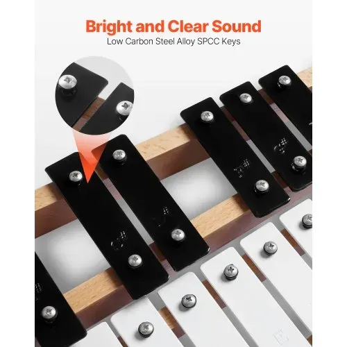 VEVOR Glockenspiel, 27 Noten, professionelles Xylophon-Schlaginstrument, mit SPCC-Klappen & Metalltasten, inklusive 4 Schlägeln, Tragetasche, Musikinstrument für Anfänger, Musikunterricht – Bild 2