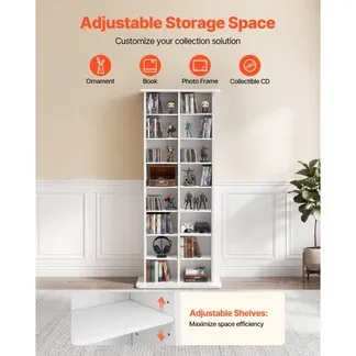 VEVOR Medienregal, 8-lagiges CD-Regal, 559x222x1295 mm, Multimedia-Aufbewahrung für CDs, DVDs, Bücher & Spiele, Raumteiler Schrank mit 16 Fächern für Wohnzimmer, Homeoffice, Aufnahmeraum, Weiß VEVOR Medienregal, 8-lagiges CD-Regal, 559x222x1295 mm, Multimedia-Aufbewahrung für CDs, DVDs, Bücher & Spiele, Raumteiler Schrank mit 16 Fächern für Wohnzimmer, Homeoffice, Aufnahmeraum, Weiß