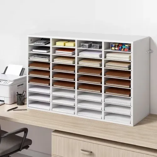 VEVOR Briefablage mit 36 Ablagefächern & Herausnehmbaren Regalböden, Dokumentenablage aus Holz, Aktenhalter für Büro, Zuhause oder Klassenzimmer, Literaturorganizer für Akten Dokumenten Papier, Weiß – Bild 7
