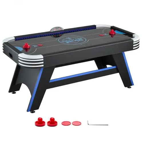 VEVOR Airhockeytisch 183 x 102 x 79 cm MDF Elektrischer Hockeytisch Schwarz Geeignet für Familien und Spieleabende, Elektronisches Punktesystem, LED-Beleuchtung, Eckenschutz und Verstellbare Standfüße – Bild 8