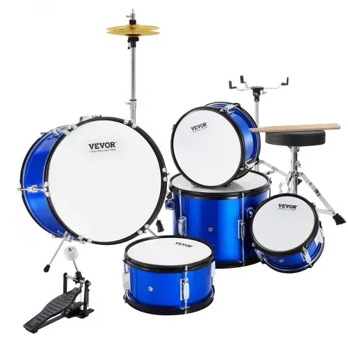 VEVOR Schlagzeugset für Kinder, 5-teilig, Anfänger-Schlagzeugset mit Bass-Toms, Snare, Standtrommel, verstellbarem Thron-Becken, Hi-Hat-Pedal und zwei Paar Drumsticks, Schlagzeugset für Kinder, blau – Bild 9