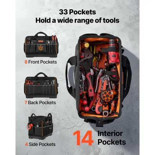 VEVOR Werkzeugtasche 41x23x25cm, Aufbewahrungstasche mit 14 Innen- & 19 Außenfächern, Wasserfester Werkzeug-Organizer aus Polyester mit Schultergurt & Reißverschluss, Werkzeugbeutel für Handwerker VEVOR Werkzeugtasche 41x23x25cm, Aufbewahrungstasche mit 14 Innen- & 19 Außenfächern, Wasserfester Werkzeug-Organizer aus Polyester mit Schultergurt & Reißverschluss, Werkzeugbeutel für Handwerker
