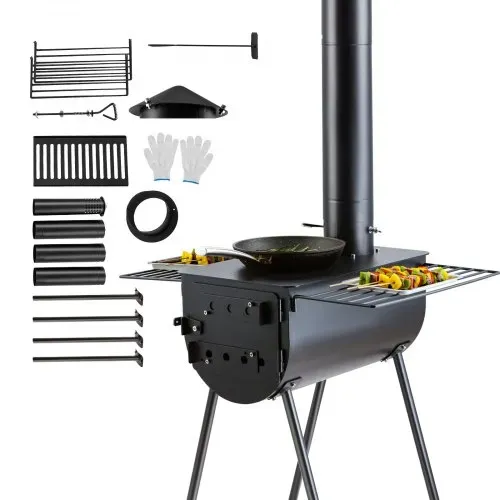 VEVOR Tragbarer Holzofen, Camping-Hot-Zelt-BBQ-Ofen, 300 cm, für den Außenbereich mit Rohren – Bild 8