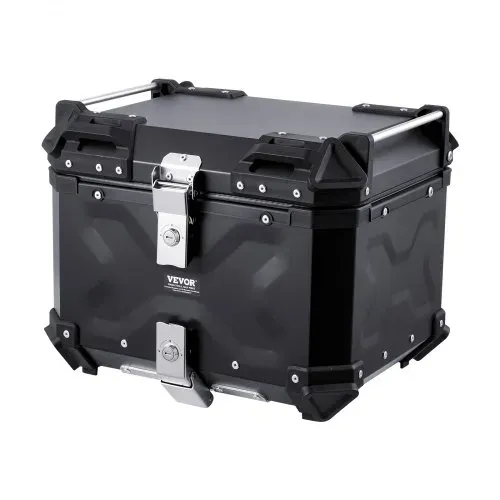 VEVOR Motorrad-Topcase Motorradkoffer 45 L Heckbox aus Aluminiumlegierung mit Lederfutter, abnehmbare Motorrad-Topbox mit Schloss & Rückenpolster, Helmkoffer (435 x 378 x 348 mm) Schwarz – Bild 9