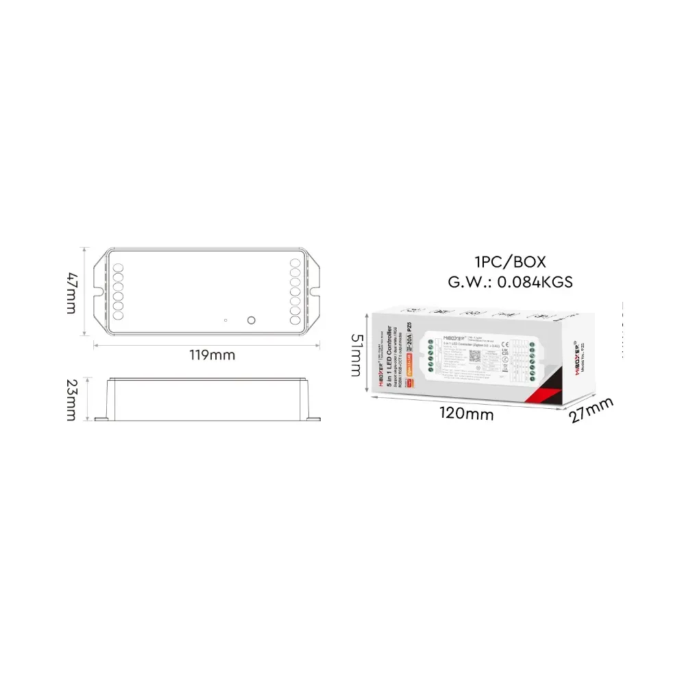 MiBoxer PZ5 LED Controller 2in1 DC12~48V Zigbee 3.0+ 2.4G HP 20A – Bild 3