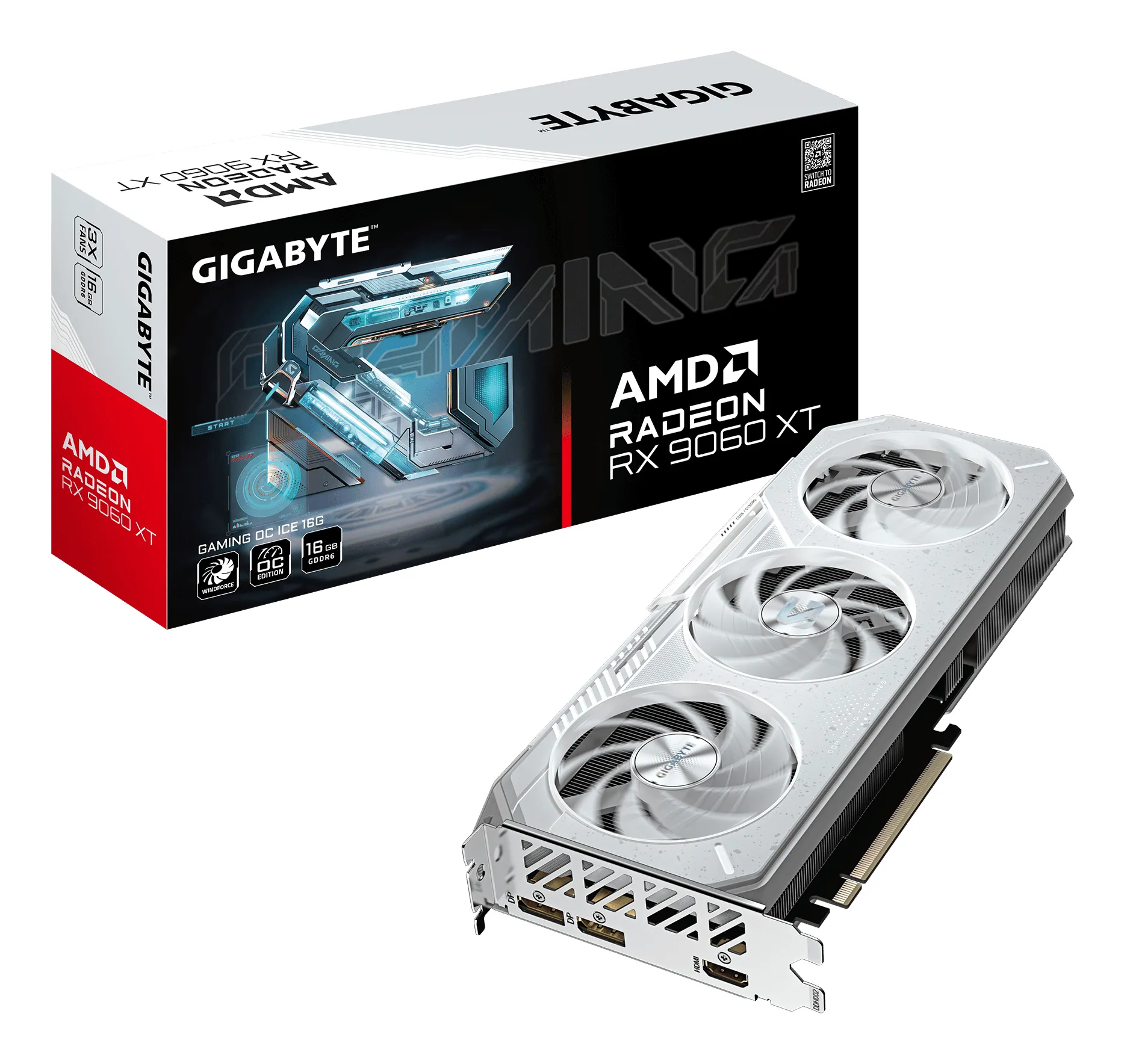 GIGABYTE GAMING Grafikkarte Radeon RX 9060 XT OC ICE 16G – 16GB GDDR6, 256bit, PCI-E 5.0, 3320 MHz Core Clock, 2 x DisplayPort, 1 x HDMI, GV-R906XGAMINGOCICE-16GD GIGABYTE GAMING Grafikkarte Radeon RX 9060 XT OC ICE 16G – 16GB GDDR6, 256bit, PCI-E 5.0, 3320 MHz Core Clock, 2 x DisplayPort, 1 x HDMI, GV-R906XGAMINGOCICE-16GD