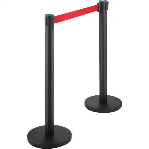 VEVOR Personenleitsystem 6 Ständer, 90 cm Gesamthöhe Absperrung mit Vierwegadapter, Abgrenzungsständer, Absperrständer mit 2 M Länge Gürtel für Airport Flughafen, Ständer aus Stahl Eisen, Schwarz – Bild 9