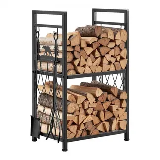 VEVOR Kaminholzregal, 455x330x765 mm, 2-stufiger Brennholzhalter mit Kaminbesteck, Bürste, Schaufel, Schürhaken, Zange, Brennholzregal, 181 kg Tragkraft, Feuerholzregal für Feuerstelle VEVOR Kaminholzregal, 455x330x765 mm, 2-stufiger Brennholzhalter mit Kaminbesteck, Bürste, Schaufel, Schürhaken, Zange, Brennholzregal, 181 kg Tragkraft, Feuerholzregal für Feuerstelle