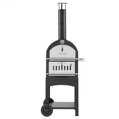 VEVOR Pizzaofen 12 Zoll Pelletöfen, 2-lagiger Pizzaofen mit Holzfeuerung, Holzbefeuerter Ofen Outdoor mit 2 abnehmbaren Rädern, Pizzamaker mit Höchsttemperatur von 540 °C zum Grillen – Bild 10