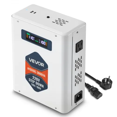VEVOR Abwärtsspannungswandler Abwärts, 3000 VA, Hochleistungs-Konverter, 220 V auf 110 V Leistungstransformator, mit 2 US-Steckdosen, USB-Ausgang, LCD-Display, Temperaturschutz, für 110-V-Geräte VEVOR Abwärtsspannungswandler Abwärts, 3000 VA, Hochleistungs-Konverter, 220 V auf 110 V Leistungstransformator, mit 2 US-Steckdosen, USB-Ausgang, LCD-Display, Temperaturschutz, für 110-V-Geräte