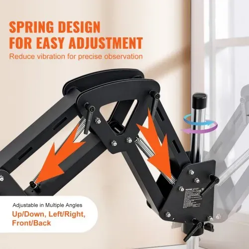 VEVOR Multidirektionales Mikroskop mit Federhalterung, Schmuckmikroskop mit 7- bis 45-facher Vergrößerung, Mikro-Schmuck-Intarsienständer mit integriertem USB-Ring-LED-Licht und 360°-Kugelschraubstock, für Schmuckintarsien – Bild 2