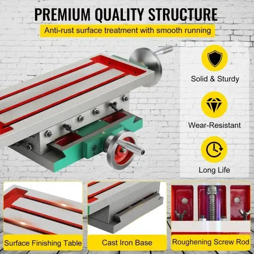 VEVOR Frästisch 17,7 × 6,7 Zoll(450 x 170 mm) Compound Slide Frästisch 30 kg Multifunktions-Arbeitstisch Kreuzfräsmaschine Compound 2 Achsen 4 Wege für alle Bohrständer Tischbohrfräsmaschine – Bild 4