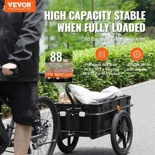 VEVOR Fahrradanhänger, 40 kg Tragkraft, Transportanhänger, faltbar und kompakt verstaubar, mit Universalkupplung, wasserdichte Abdeckung, 40,6 cm Räder, passend für 640-711 mm große Fahrradräder VEVOR Fahrradanhänger, 40 kg Tragkraft, Transportanhänger, faltbar und kompakt verstaubar, mit Universalkupplung, wasserdichte Abdeckung, 40,6 cm Räder, passend für 640-711 mm große Fahrradräder