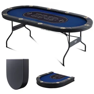 VEVOR Casino Pokertisch Klappbare Tischbeine 2140 x 1070 x 760 mm (L x B x H), Faltbarer Pokertisch, Schwarz & Blau Pokerauflage Klapptisch für 10 Spieler, Pokertisch mit Staubschutzhülle Tragbar VEVOR Casino Pokertisch Klappbare Tischbeine 2140 x 1070 x 760 mm (L x B x H), Faltbarer Pokertisch, Schwarz & Blau Pokerauflage Klapptisch für 10 Spieler, Pokertisch mit Staubschutzhülle Tragbar