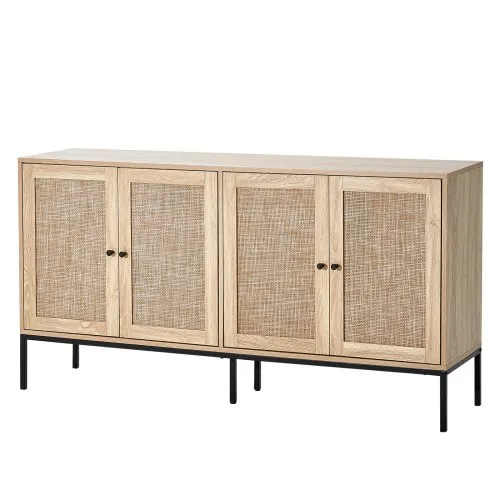 VEVOR Rattanschrank Rattankommode Aufbewahrungsschrank mit 4 magnetischen Türen & verstellbaren Regalen, Sideboard-Buffetschrank für Flur Eingangsbereich Wohnzimmer Küche Flur VEVOR Rattanschrank Rattankommode Aufbewahrungsschrank mit 4 magnetischen Türen & verstellbaren Regalen, Sideboard-Buffetschrank für Flur Eingangsbereich Wohnzimmer Küche Flur