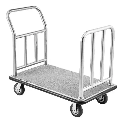 VEVOR Hotelgepäckwagen, 340 kg Tragkraft, Plattformwagen mit abnehmbarem Vorderrahmen, Parkservicewagen mit Teppichboden & 15 cm großen Gummirädern, ideal für Hotels, Eigentumswohnungen, Resorts – Bild 9