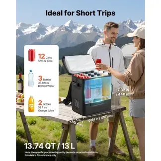 VEVOR Kompressor Kühlbox 13 L, Elektrischer Autokühlschrank, Mini Kühlbox -6 °C bis 10 °C, 12/24 V DC, Tragbarer Reisekühlschrank für Camping, Reisen, Auto, Lkw, Wohnmobil, SUV und Boot VEVOR Kompressor Kühlbox 13 L, Elektrischer Autokühlschrank, Mini Kühlbox -6 °C bis 10 °C, 12/24 V DC, Tragbarer Reisekühlschrank für Camping, Reisen, Auto, Lkw, Wohnmobil, SUV und Boot