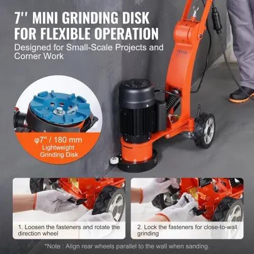 VEVOR Betonbodenschleifer 17,8 cm handgeführter Polierer 2,0 PS einstellbare – Bild 4