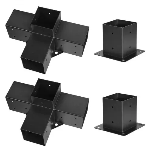 VEVOR Pfostenverbinder, Pfostennecke für 92x92 mm Pfosten, 4-Wege-Hochleistungs-Eckhalterungen, Pfostenträger, Woodworks DIY-Pfostenbasissatz, für Pavillons, Terrassenpergolen, Pavillion, 4er-Set – Bild 8