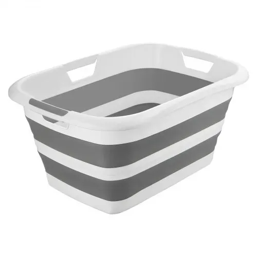 VEVOR Faltbare Hundebadewanne 34L, Tragbare Haustierbadewanne aus PP & TPR, Haustierwanne zum Baden Pflegen für Kleine Hunde Katzen bis 9kg, Multifunktionaler Wäschekorb Aufbewahrungskorb, Grau & Weiß – Bild 9