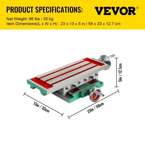VEVOR Frästisch 17,7 × 6,7 Zoll(450 x 170 mm) Compound Slide Frästisch 30 kg Multifunktions-Arbeitstisch Kreuzfräsmaschine Compound 2 Achsen 4 Wege für alle Bohrständer Tischbohrfräsmaschine – Bild 6