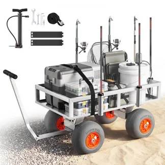 VEVOR Angelwagen Faltbar, 159kg Belastbarer Bollerwagen mit 4 PU-Luftreifen für All-Terrain, Transportwagen mit Alugestell & 6 Rutenhaltern, Multifunktionale Transportkarre für Angeln Camping Strand VEVOR Angelwagen Faltbar, 159kg Belastbarer Bollerwagen mit 4 PU-Luftreifen für All-Terrain, Transportwagen mit Alugestell & 6 Rutenhaltern, Multifunktionale Transportkarre für Angeln Camping Strand