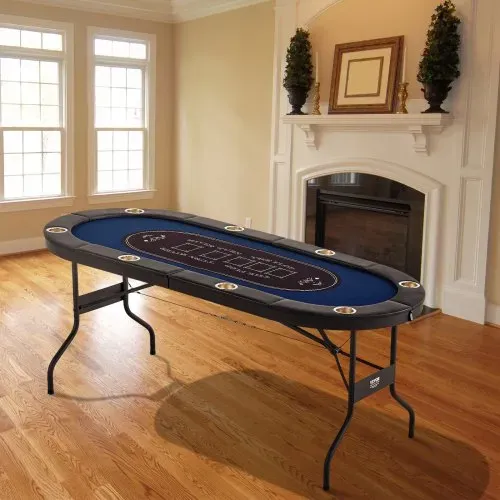 VEVOR Casino Pokertisch Klappbare Tischbeine 1830 x 820 x 720 mm (L x B x H), Faltbarer Pokertisch, Schwarz & Blau Pokerauflage Klapptisch für 8 Spieler, Pokertisch mit Staubschutzhülle Tragbar – Bild 7