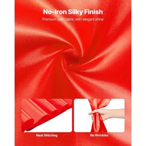 VEVOR Satin-Stuhlschärpen mit Schleifen (275x17 cm) 100 Stk. Stuhlbänder zum Binden, Stuhlbänder für Hochzeiten Partys Bankett Dekorationen Veranstaltungen Bankettstuhlbezüge, Stuhlschleifen Rot – Bild 2