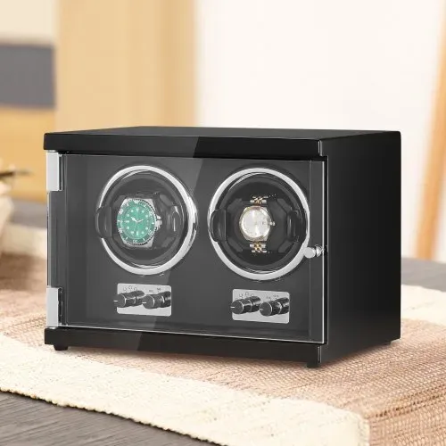 VEVOR Uhrenbeweger, Automatik-Uhrenbeweger, Watch Winder, Uhrenbeweger für Automatikuhren, Automatischer Uhrenbeweger mit Platz für 2 Uhren, LED Beleuchtung, 150–207 mm Einstellbare Riemenlänge – Bild 7