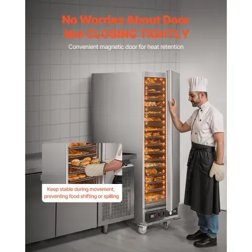 VEVOR Hot Box Speisenwärmer Snack-Wärmer mit 16 Ebenen & Wasserschale & Einzeltür & verstellbaren Einlegeböden, Speisenwärmer aus Edelstahl, ideal zur Aufbewahrung von Pizza Hähnchen – Bild 5