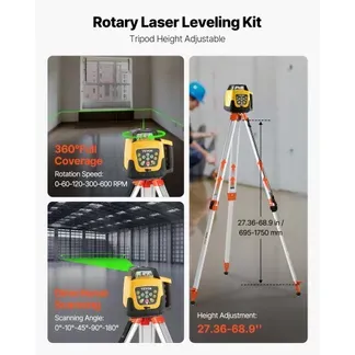 VEVOR Rotationslaser-Nivellierset mit Stativ & Messlatte, Grünem Laserstrahl, 500 m Reichweite, einstellbarer Neigung, 360° Drehbar, Flexiblem Scanwinkel, inkl. Fernbedienung & Tragetasche VEVOR Rotationslaser-Nivellierset mit Stativ & Messlatte, Grünem Laserstrahl, 500 m Reichweite, einstellbarer Neigung, 360° Drehbar, Flexiblem Scanwinkel, inkl. Fernbedienung & Tragetasche