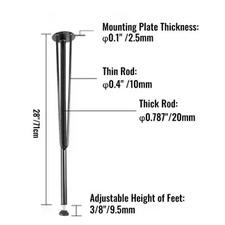 VEVOR Haarnadel-Tischbeine aus Metall, 71 cm, Schreibtischbeine, 4er-Set, robuste Bankbeine, 3-Stangen-Möbelbeine, Schmiedeeisen-Couchtischbeine, Möbelbeine für Esstische, mit Gummi-Bodenschonern VEVOR Haarnadel-Tischbeine aus Metall, 71 cm, Schreibtischbeine, 4er-Set, robuste Bankbeine, 3-Stangen-Möbelbeine, Schmiedeeisen-Couchtischbeine, Möbelbeine für Esstische, mit Gummi-Bodenschonern