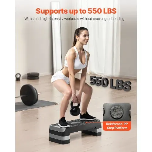 VEVOR Aerobic Steppbrett höhenverstellbares Trainingsbrett (10,16-20,32 cm) Stepper Fitness mit 250 kg Tragfähigkeit rutschfeste Oberflächenbank für Heim-Fitnessstudio Cardio-Krafttraining Grau VEVOR Aerobic Steppbrett höhenverstellbares Trainingsbrett (10,16-20,32 cm) Stepper Fitness mit 250 kg Tragfähigkeit rutschfeste Oberflächenbank für Heim-Fitnessstudio Cardio-Krafttraining Grau