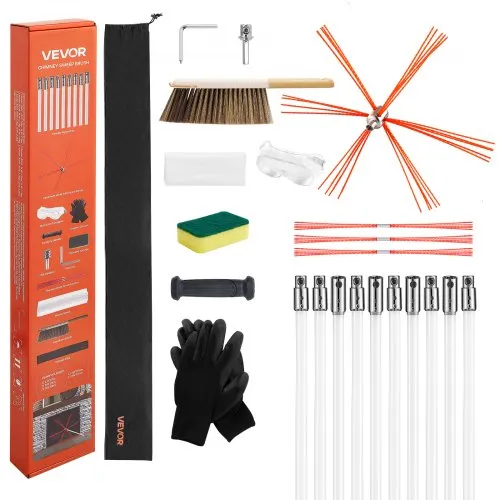 VEVOR Ofenrohrbürste-Set, 10 m max. Länge, Schornsteinbürsten, Schornsteinfeger-Satz, Kaminbürste, um 90° biegbares Kaminreinigungswerkzeug, für quadratische & rechteckige Schornsteine VEVOR Ofenrohrbürste-Set, 10 m max. Länge, Schornsteinbürsten, Schornsteinfeger-Satz, Kaminbürste, um 90° biegbares Kaminreinigungswerkzeug, für quadratische & rechteckige Schornsteine